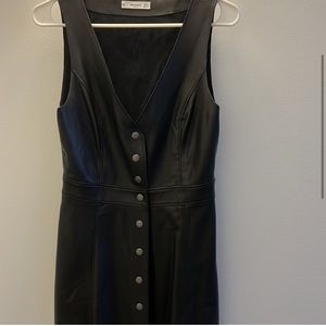 Faux leather button dress by Mango